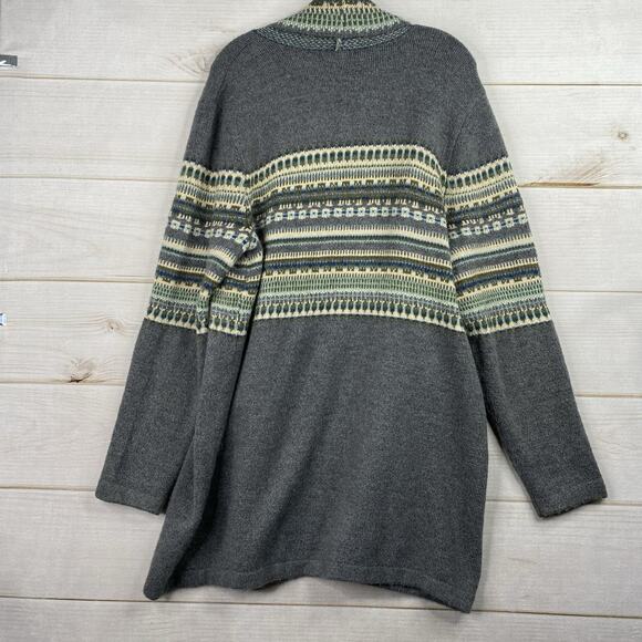 Christopher & Banks Open Cardigan Sweater Womens XL Gray Stripe Long Cozy Soft - Picture 8 of 9